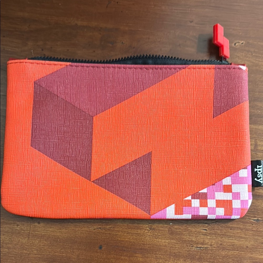 Ipsy Red Textured Pouch NWOT